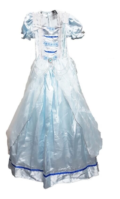 Disfraz Infantil De Princesa Azul Adorno Zafiro Y Perlas_0