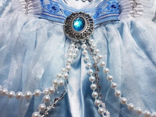 Disfraz Infantil De Princesa Azul Adorno Zafiro Y Perlas_1