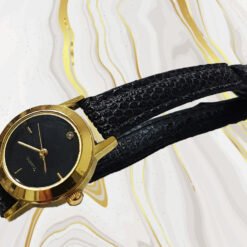Reloj Dorado De Pulsera Cuarzo Dama Extensible Negro_1