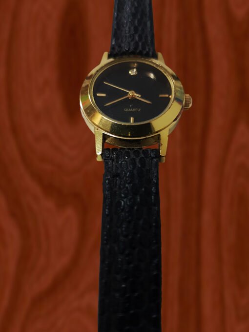 Reloj Dorado De Pulsera Cuarzo Dama Extensible Negro_3