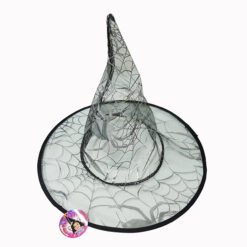 Sombrero Bruja Telaraña Transparente Negro y Plata_0