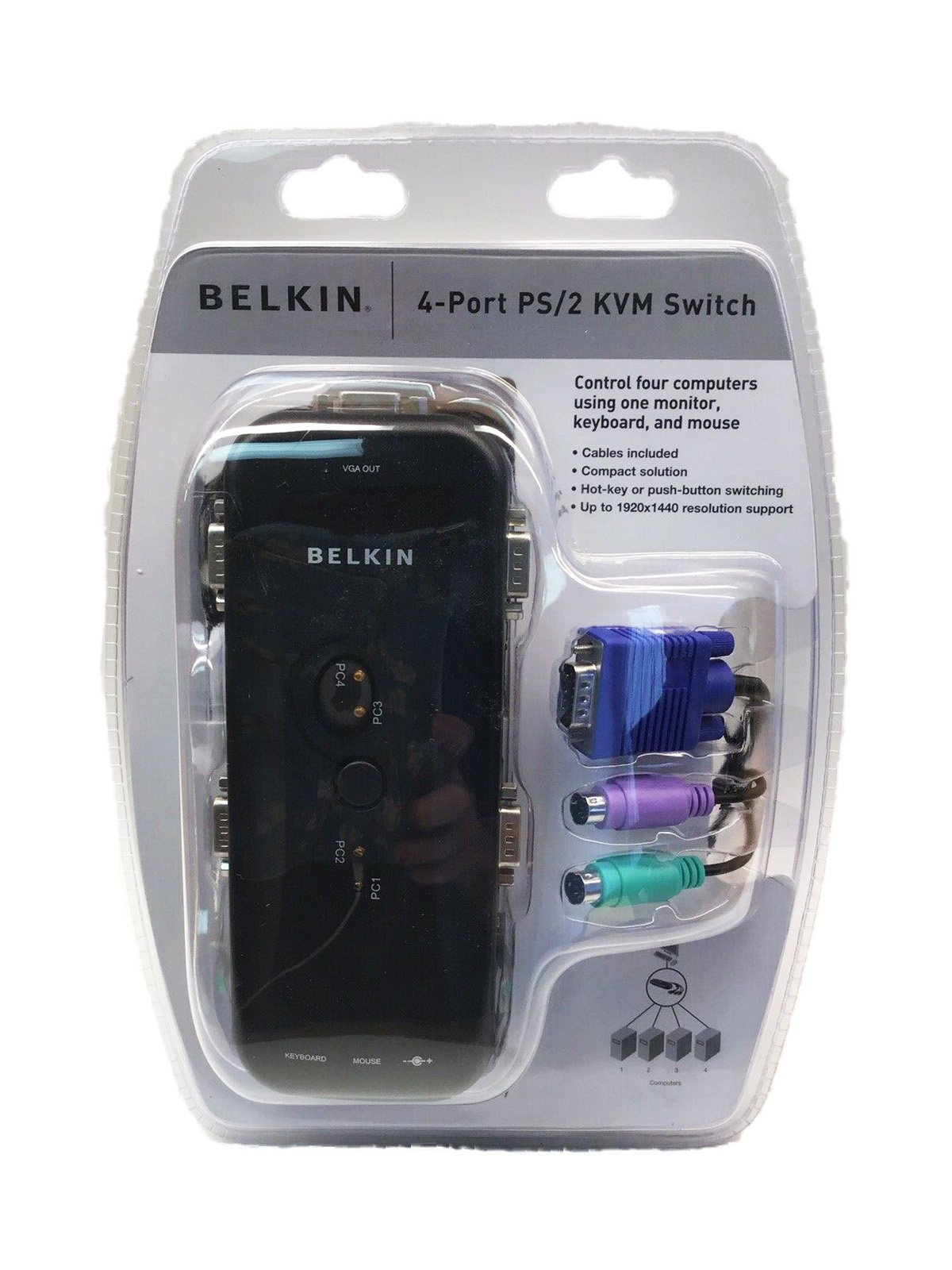 Switch Conmutador BELKIN 4 Puertos PS/2 KVM_3