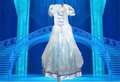 Disfraz Infantil De Princesa Azul Adorno Zafiro Y Perlas_3