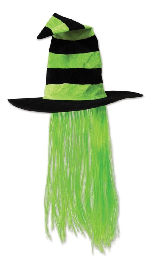 Sombrero De Bruja Negro Con Verde Accesorio Halloween_1