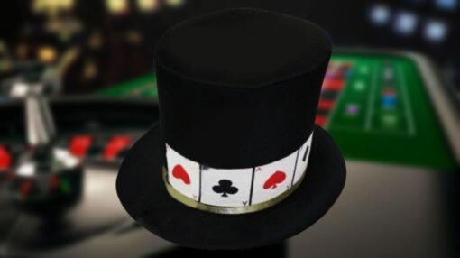 Sombrero De Casino Material Fieltro Con Dibujos De Barajas_2