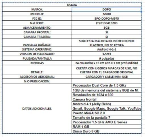 Tablet Usada Dopo Android Gris Niños Adultos 9 PuLG 5gb Core_1