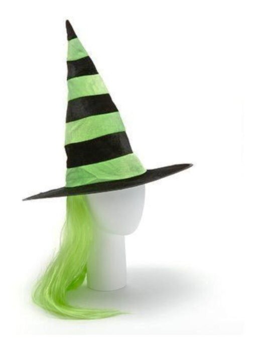 Sombrero De Bruja Negro Con Verde Accesorio Halloween_0