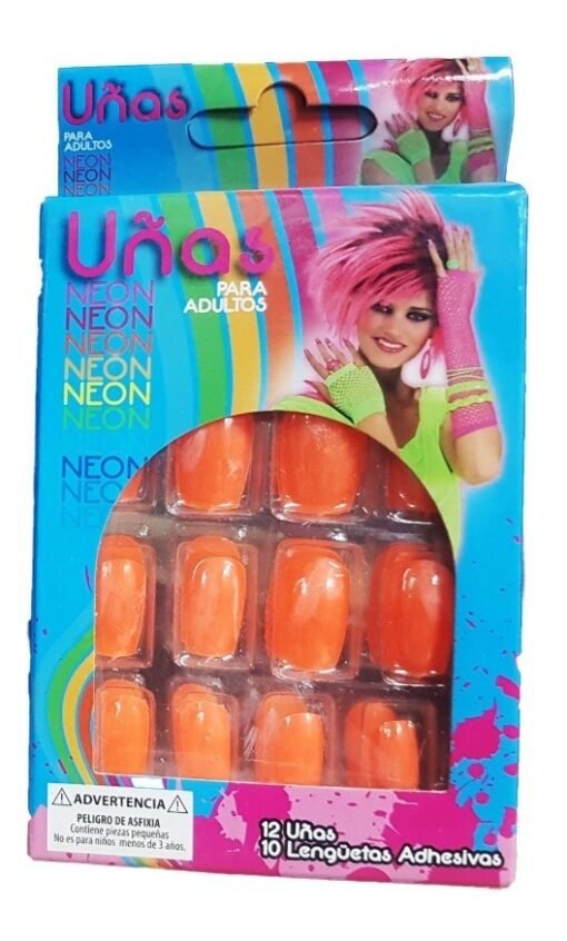 Uñas Postizas Fluorecentes Retro 80´s Paquete 12 Uñas _3