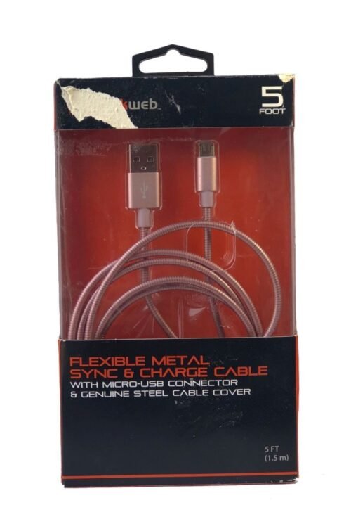 Cable Datos Carga Rosa Metalico Blackweb Reforzado Micro Usb_0