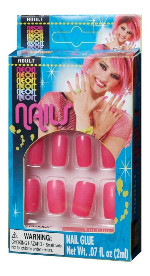 Uñas Postizas Fluorecentes Retro 80´s Paquete 12 Uñas _5