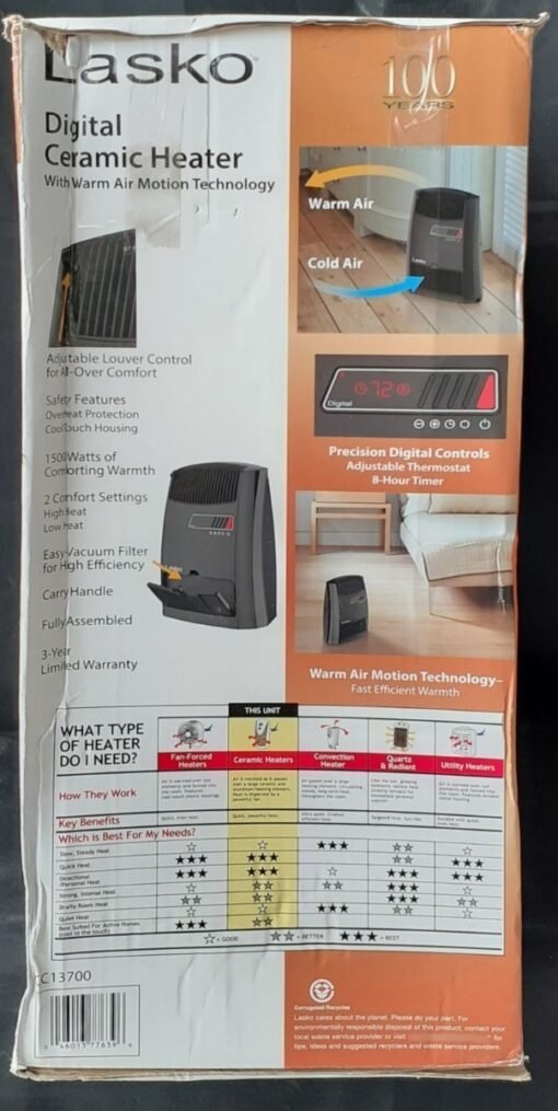 Calefactor Calentador Ceramico Digital Lasko Aire Caliente _2