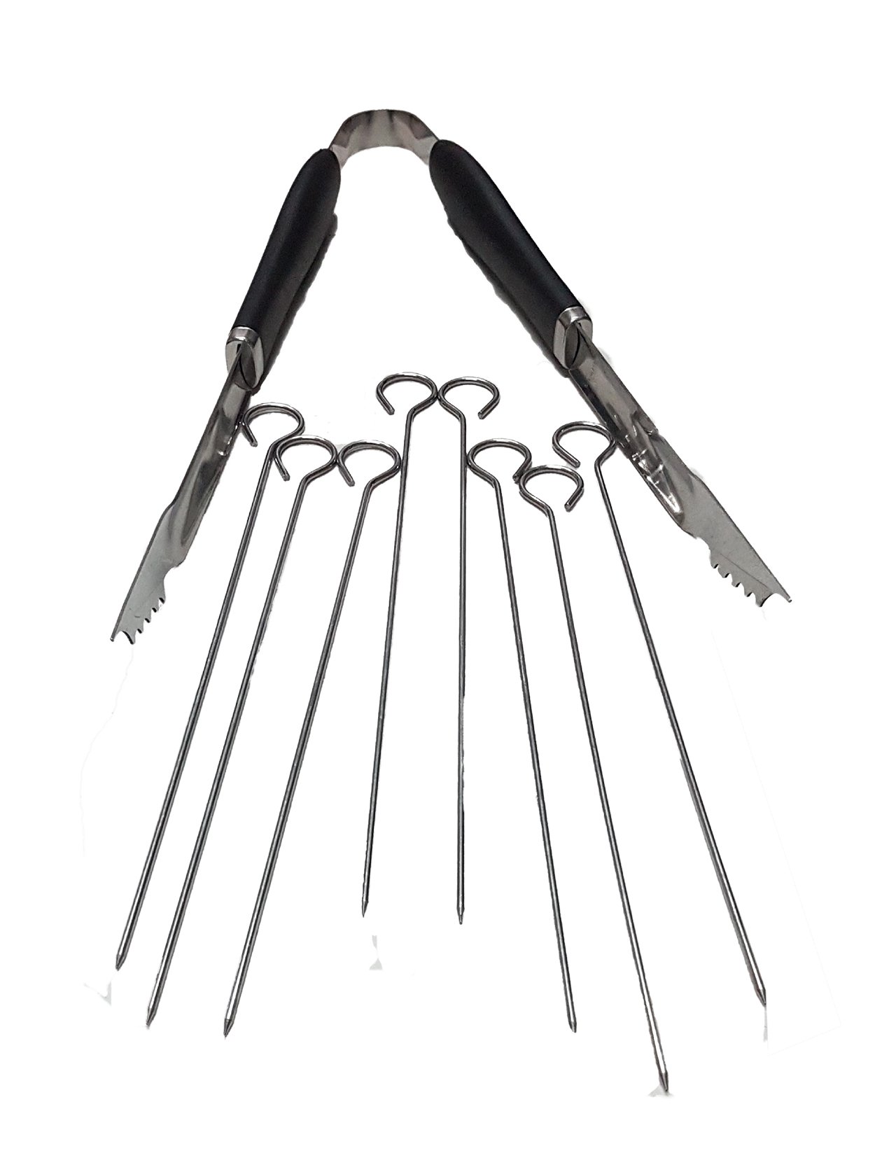 Juego De 8 Brochetas y Pinzas Para Parrilla y Asados_0 Juego De 8 Brochetas y Pinzas Para Parrilla y Asados_0