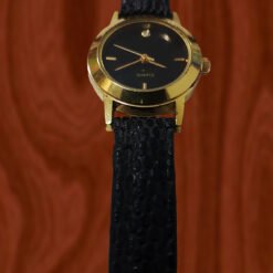 Reloj Dorado De Pulsera Cuarzo Dama Extensible Negro_3