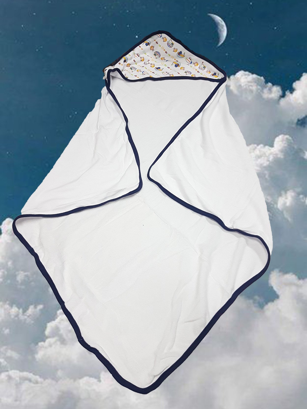 Toalla con Capucha para Bebé Blanca Dibujos Animados_4 Toalla con Capucha para Bebé Blanca Dibujos Animados_4