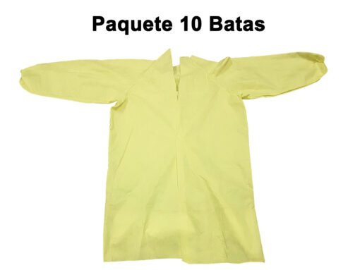 Paquete 10 Batas Aislamiento Laboratorio Amarillas_0