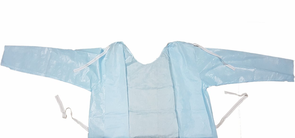 Bata Laboratorio Desechable Larga Azul 122 Cm Médica _3