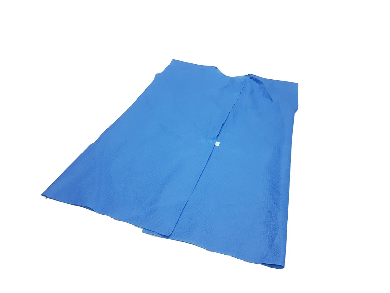 Paquete 5 Batas Paciente Sin Manga Desechable Azul Lab_4