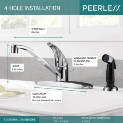 Grifo Monomando Llave Fregadero Cocina Peerless Cromo P115LF_3