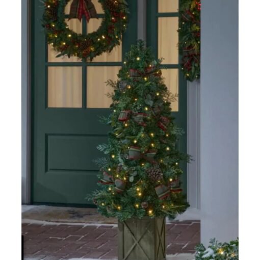 Arbol De Navidad Pino Home Accents Con Maceta Luces 4.5 Ft_1