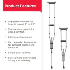 Muleta Axilar Universal Equate Par Ajustable Aluminio 136 Kg_5