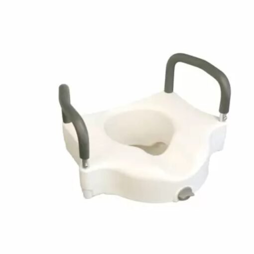 Asiento inodoro elevado redondo brazos acolchados ajustables_3