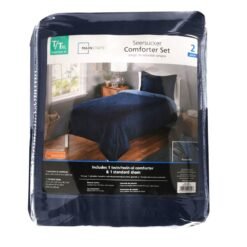 Edredon Colcha Individual reversible azul marino Mainstays_0