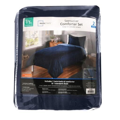 Edredon Colcha Individual reversible azul marino Mainstays_0