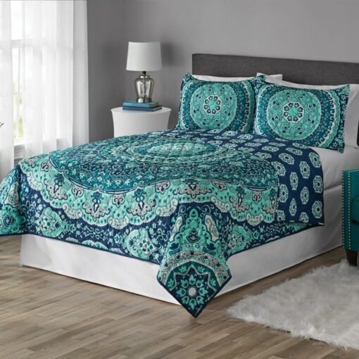 Colcha Edredon Queen Doble Vista Ligera Microfibra Azul_5