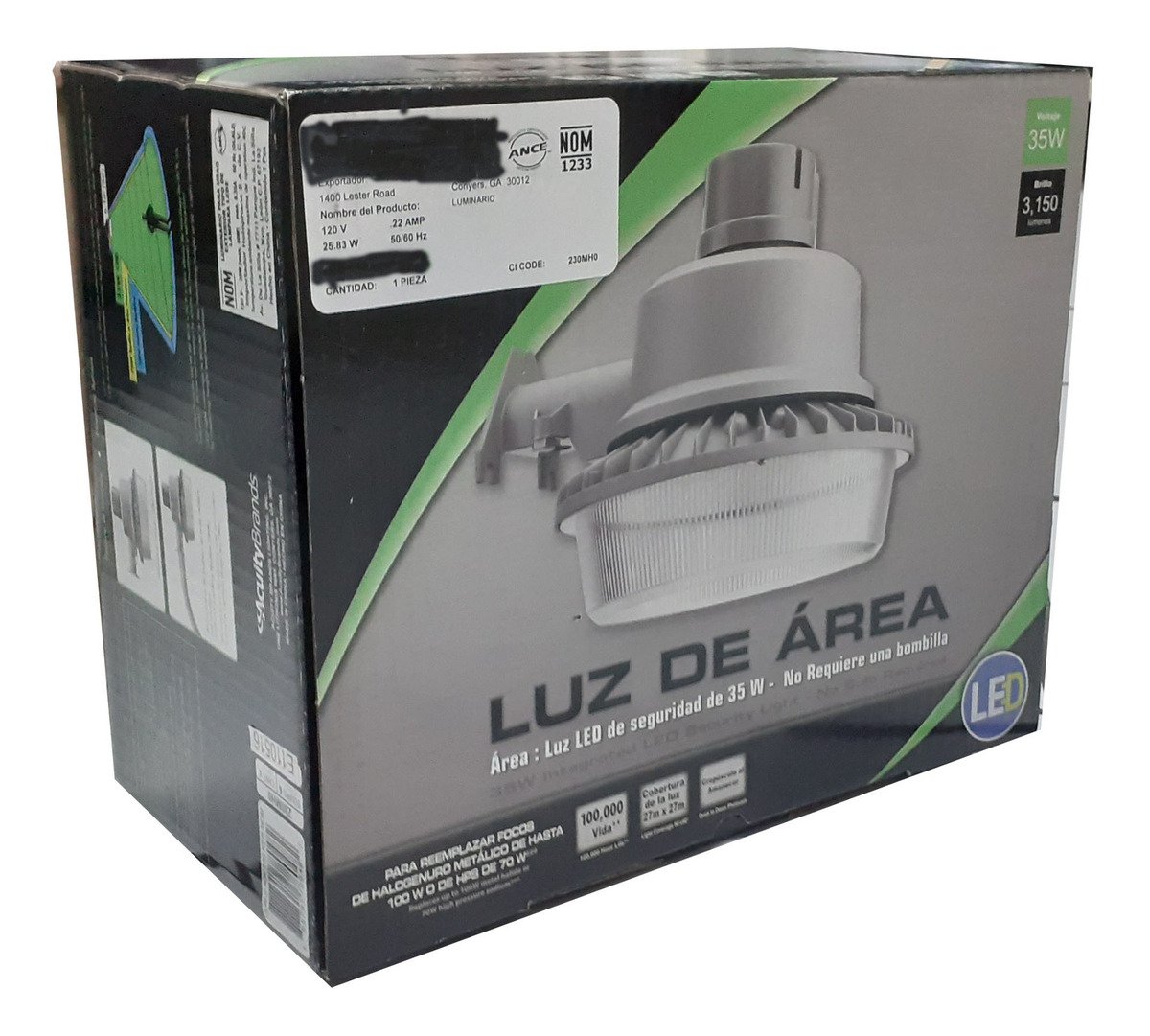 Lampara Pared Seguridad Led Sensor Reflector 3150 Lumens Ex_1 3875278