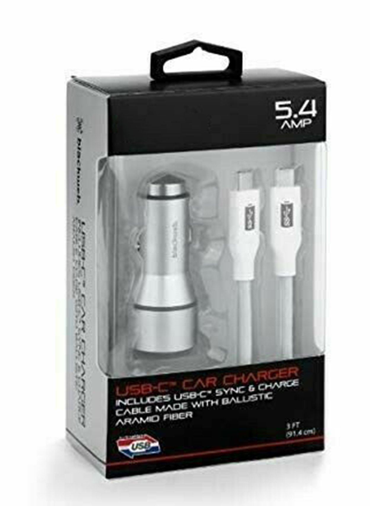 Cargador Automovil Blackweb 5.4 Amp USB-C Cable Sync_0 4745086