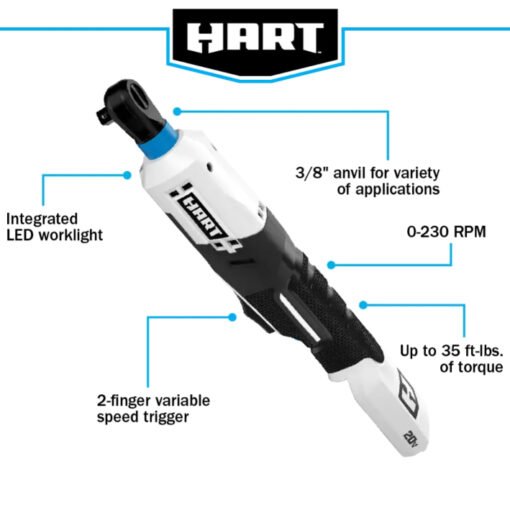 Kit Trinquete Carraca 3/8 Lampara Led Hart Bateria 20v 4.0ah_2