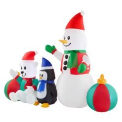 Inflable Navideño Muñeco de Nieve Pinguino Luces 2 Metros_3