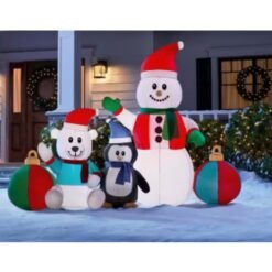 Inflable Navideño Muñeco de Nieve Pinguino Luces 2 Metros_2