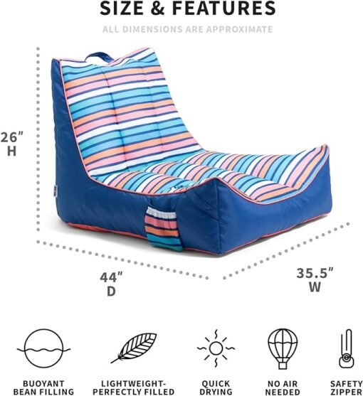 Flotador Sillon Piscina Big Joe Captains Float Tropix Rayas_1
