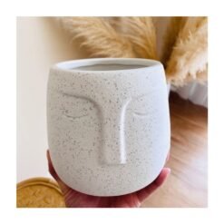 Maceta Artesanal Con Cara De Ceramica Moderna Hecho A Mano_3