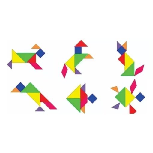 Tangram Plastico Colores Fosforecentes Juguete Rompecabezas_2