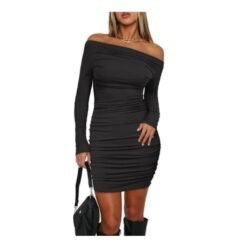 Vestido Negro Largo Casual Elegante Moda Para Dama Talla S_1