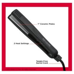 Plancha Para Cabello Mini Revlon Negra Ceramica 1 Pulgada_3