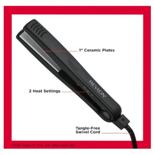 Plancha Para Cabello Mini Revlon Negra Ceramica 1 Pulgada_3