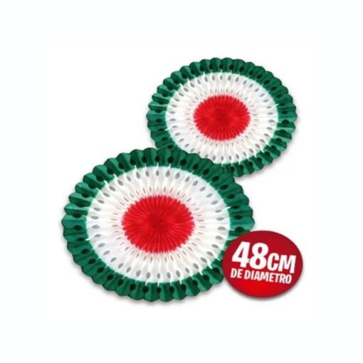 Decoracion Roseta Carton Tricolor Fiestas Patrias 5 Piezas_1