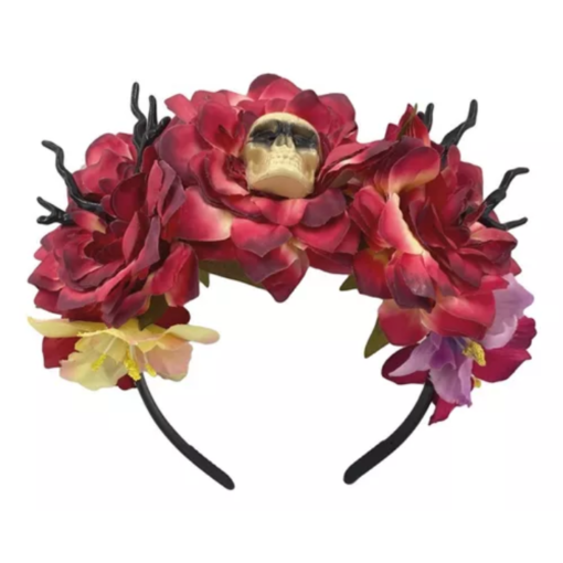 2 Diadema Flores Catrina Para Dia Muertos Accesorio Disfraz_0