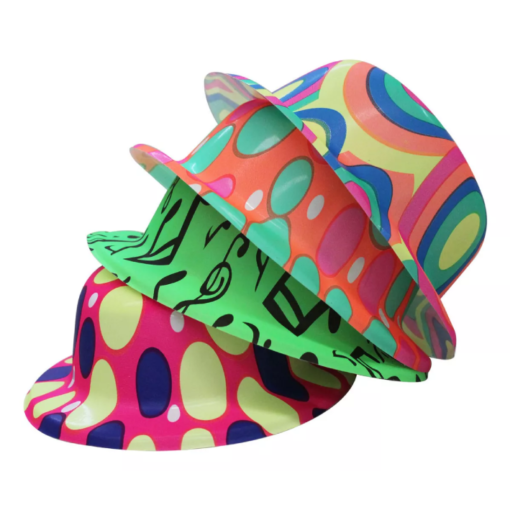 12 Sombreros Bombin Fosforesentes Plastico Fiesta Batucada_1
