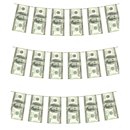 6pz Banner Dollar Decoracion Para Fiestas Casino Cumpleaños_0