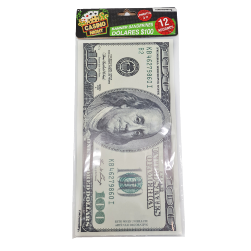6pz Banner Dollar Decoracion Para Fiestas Casino Cumpleaños_1