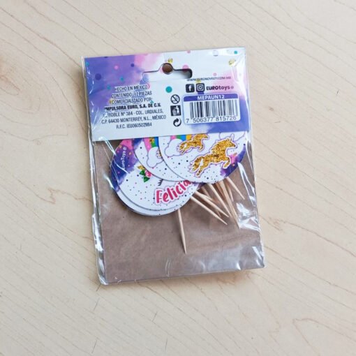 12 Palillos Para Cupcakes Adorno Fiesta Cumpleaños Unicornio_6