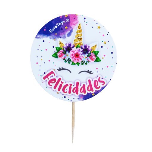 12 Palillos Para Cupcakes Adorno Fiesta Cumpleaños Unicornio_2