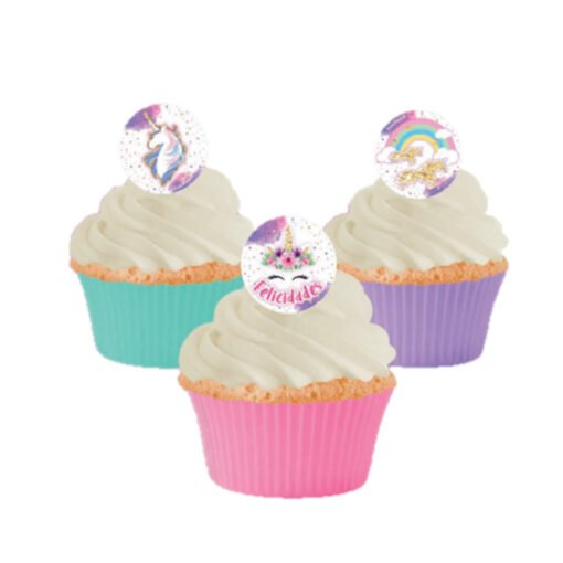 12 Palillos Para Cupcakes Adorno Fiesta Cumpleaños Unicornio_1