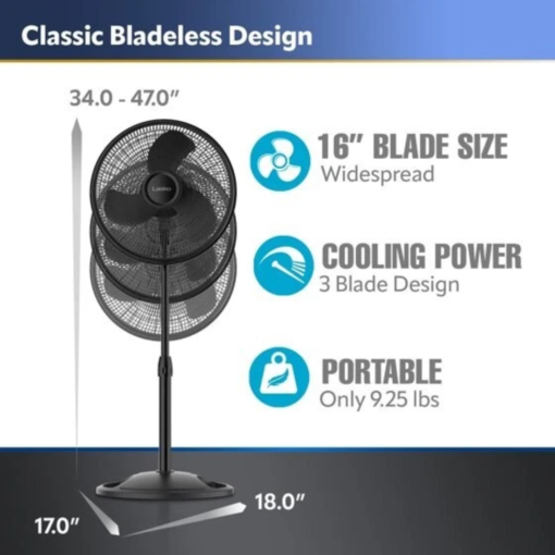Ventilador Abanico Pedestal De Pie Lasko Negro S16500 3 Vel_5