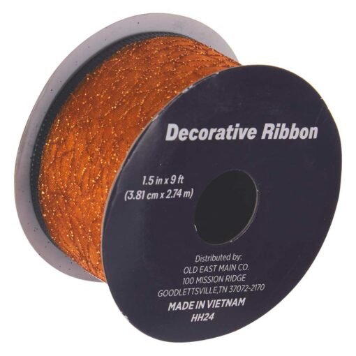Liston Decorativo Brillantina Naranja Halloween 3.8cm X 2Mts_2