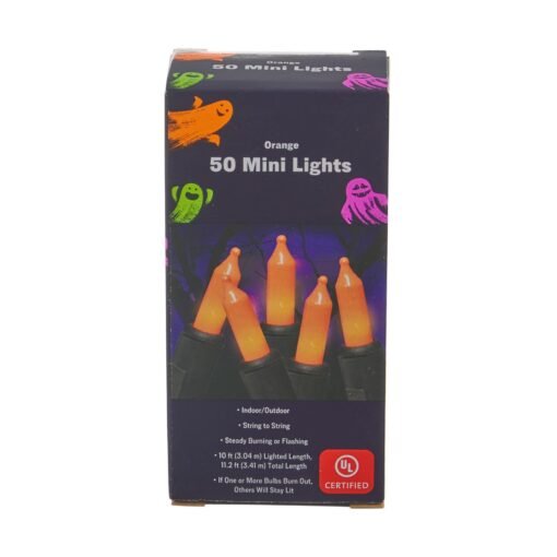 50 Mini Luces Naranjas Decoracion Halloween 3.4Mts Largo_3